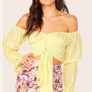 NWT Swiss Dot Off the Shoulder Peasant Top